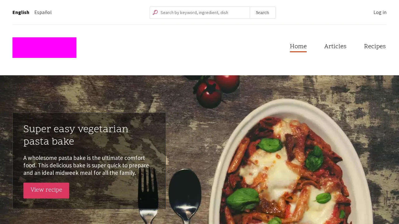 Rendered Umami home page with a bright pink #FF00FF mask overlay box covering the site branding element