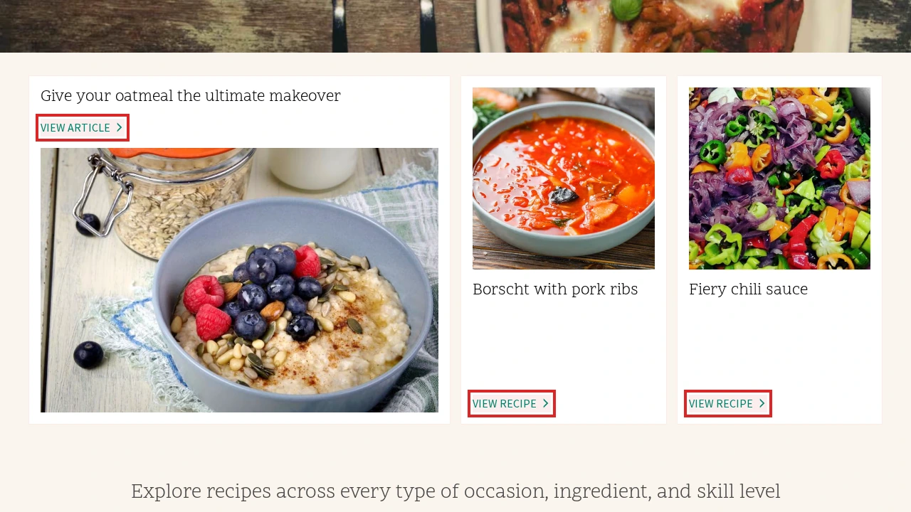 Full-page Drupal screenshot with each WCAG-violating element outlined in red